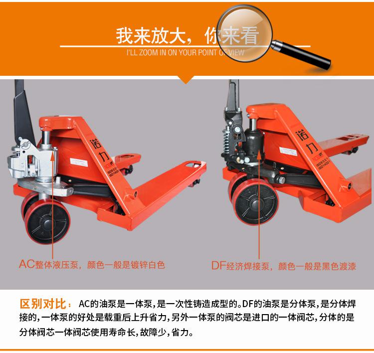 諾力1.68噸、2噸、2.5噸、3噸手動液壓搬運車地牛批發價原裝正品