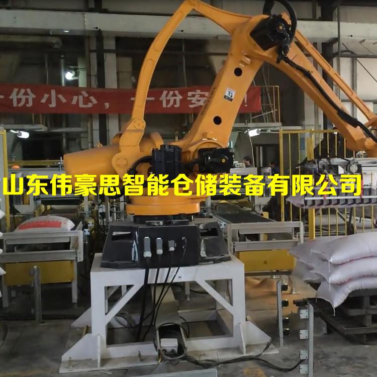 山東袋裝飼料碼垛機(jī)器人廠家直供 智能碼垛機(jī)械手工作原理